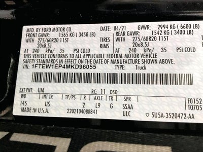 2021 Ford F-150 XLT 4WD SuperCrew 5.5' Box