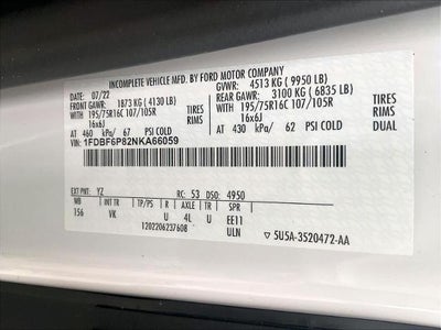 2022 Ford Transit Cutaway T-350 RWD DRW 138" WB 9950 GVWR