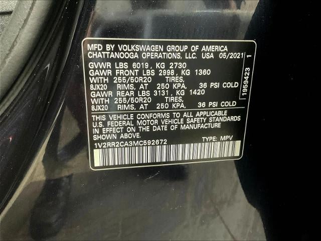 2021 Volkswagen Atlas 2021.5 3.6L V6 SE w/Technology R-Line 4MOTION