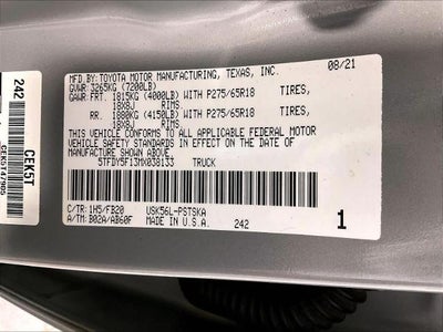 2021 Toyota Tundra 4WD 4WD SR5 CrewMax 5.5' Bed 5.7L (SE)