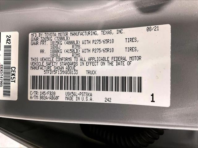 2021 Toyota Tundra 4WD 4WD SR5 CrewMax 5.5' Bed 5.7L (SE)