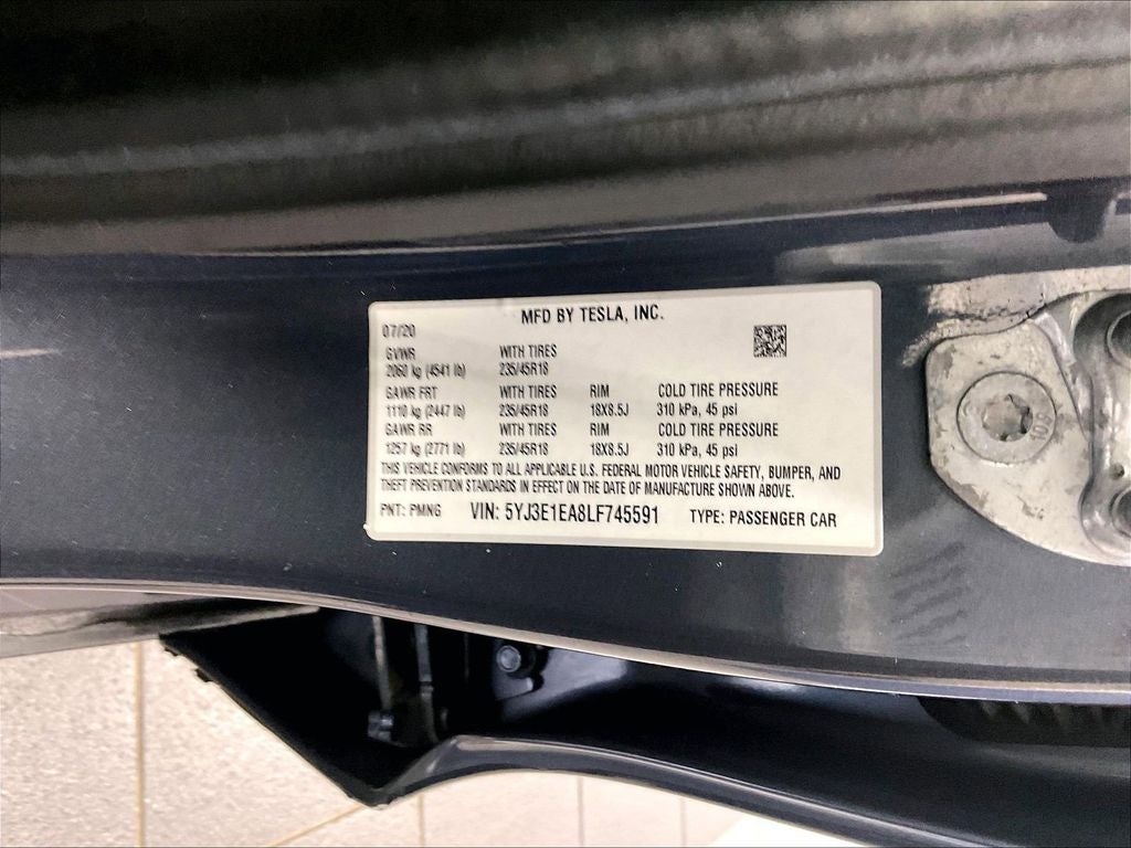 2020 Tesla Model 3 Standard Range Plus