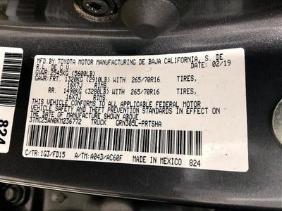 2019 Toyota Tacoma 4WD 4WD TRD Off Road Double Cab 5' Bed V6 AT (Natl)