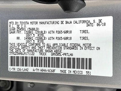 2018 Toyota Tacoma Limited Double Cab 5' Bed V6 4x4 AT (Natl)