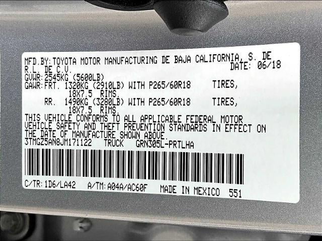 2018 Toyota Tacoma Limited Double Cab 5' Bed V6 4x4 AT (Natl)