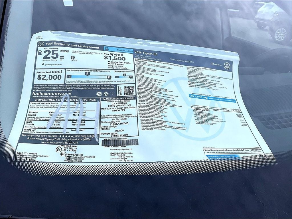 2026 Volkswagen Tiguan 2.0T SE
