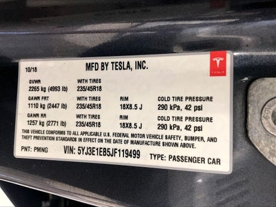 2018 Tesla Model 3 Long Range