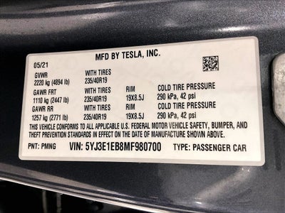2021 Tesla Model 3 Long Range